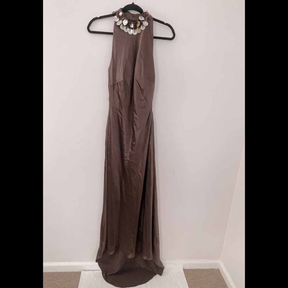 ORNA FARHO  long dress for women size 40 color dark brown